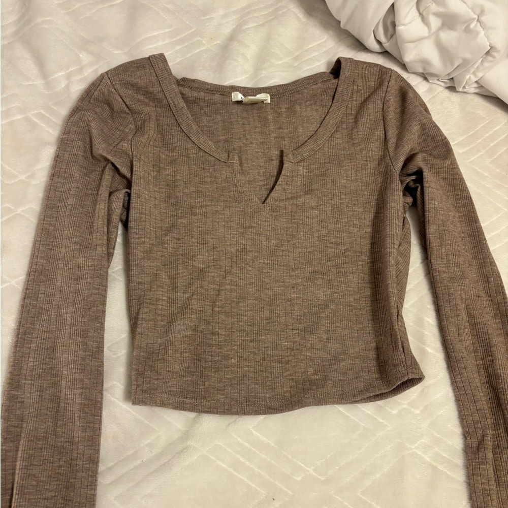 Brown Long Sleeve Women's Top